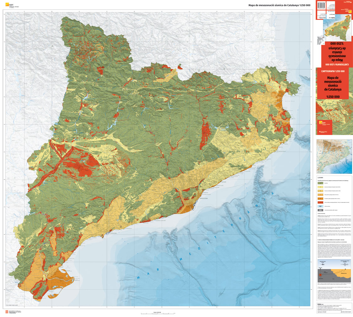 Mapa de mesozonació sísmica de Catalunya a escala 1:250.000 (versió reduïda)
