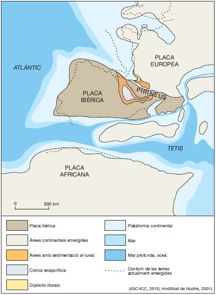 Figura 11: Restitució de la Placa Ibèrica ara fa 37 Ma, cap a finals de l’Eocè