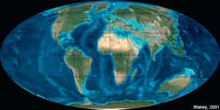 Figura 12: La configuración de la Tierra unos 35 Ma atrás, en el Oligoceno.