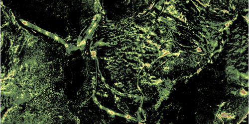 Imagen aérea, a partir de datos LiDAR, de una zona innivada