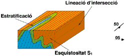 3D block Schistosity / Intersection lineation