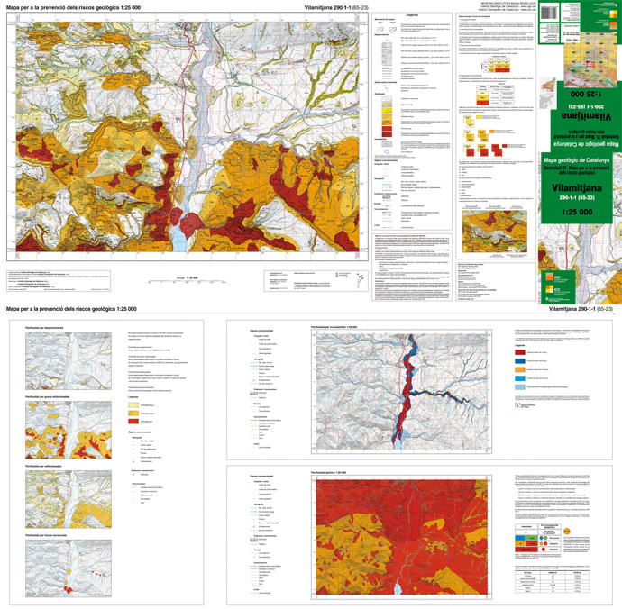 Picture of a sheet of the Map for the prevention of geological hazards 1:25 000 (access to the Catalog, in catalan)