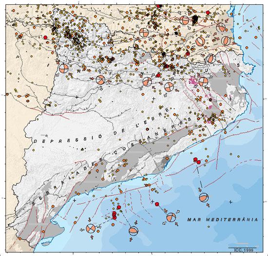 Mapa de sismicitat de Catalunya 1977-1997