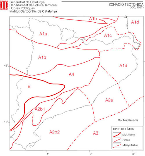 Mapa de la zonación tectónica