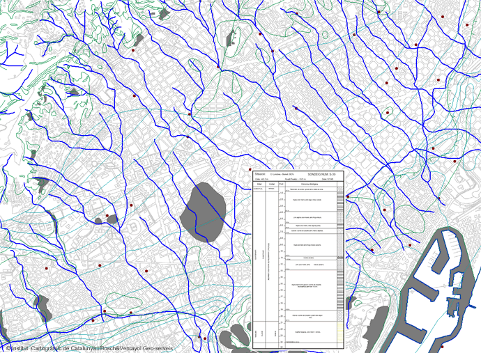 Example of exploitation of the geotechnical map of Barcelona with obtaining the borehole lithological column