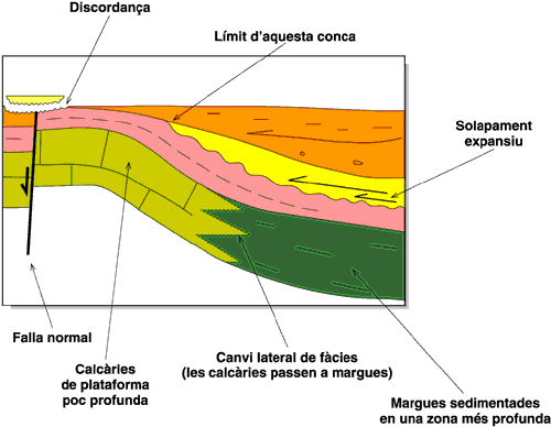 The stratigraphic scheme represents the geometric relationships of the units defined in depth
