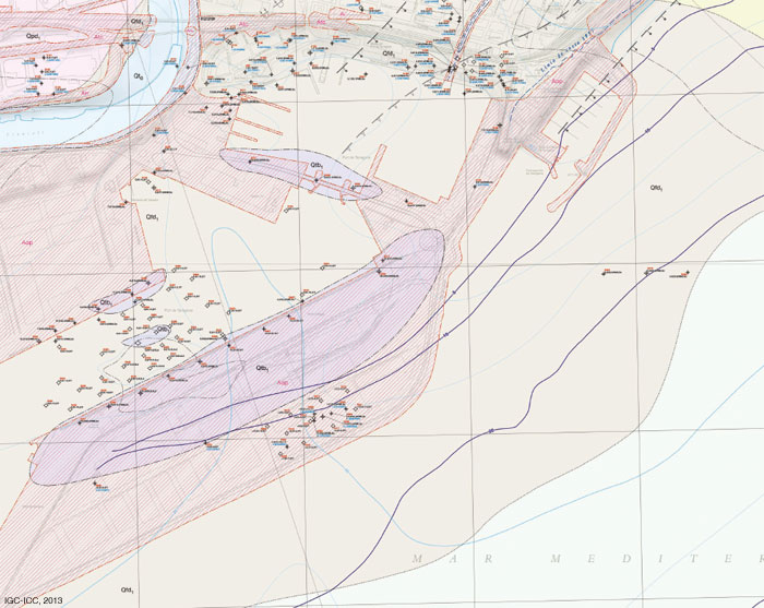 Extret del Mapa geològic de zones urbanes 1:5.000. Geotreball III (Full de Tarragona)