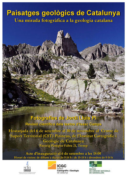 Cartell de la inauguració, el 6 de setembre del 2018, de l'exposició "Paisatges geològics de Catalunya"
