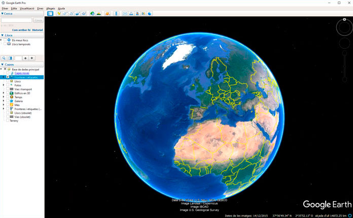 Interfície de Google Earth
