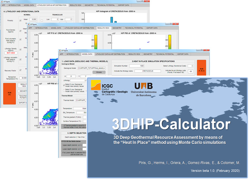 Download the 3DHIP-Calculator program for the evaluation of deep geothermal potential using 3D models and probabilistic techniques (Piris et al. 2020)