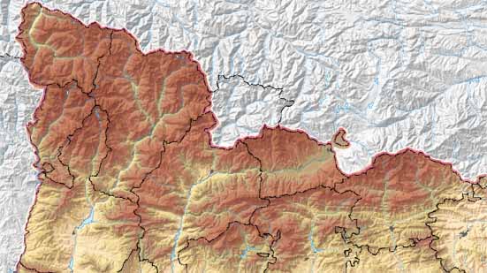 Mapa de comarques del Pirineu amb activitat d'allaus